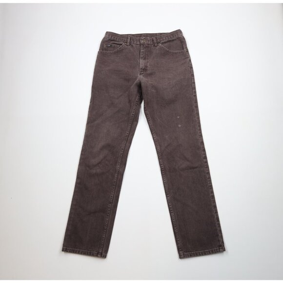 Vintage 90s Lee Mens 32x34 Distressed Straight Leg Denim Jeans Brown Cotton